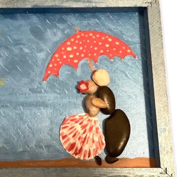 -Dancing in the rain handmade pebble art - Picture 3 of 4